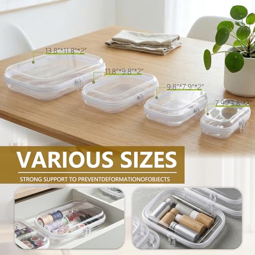 3PCS Clear Hard Shell Zipper Case, Transparent Hard Plastic Zipper Pouches for Travel Organization, Waterproof Toiletry Makeup Bags Cosmetic Pouches, Pencil Organizer Box Toys Storage (L: 11.8*9.8*2) - size: 3L
