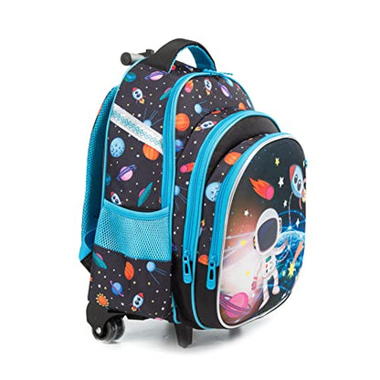 Meetbelify Boys Rolling Backpack Kids Backpacks with Wheels for Elementary Student School Bags Trolley Trip Luggage - color: A Dark Blue