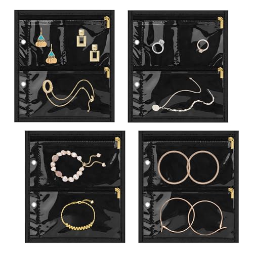 Yotako Portable Travel Jewelry Organizer Storage Carrying Case - color: Inner Pages,Black,4 PCS