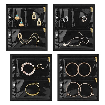 Yotako Portable Travel Jewelry Organizer Storage Carrying Case - color: Inner Pages,Black,4 PCS