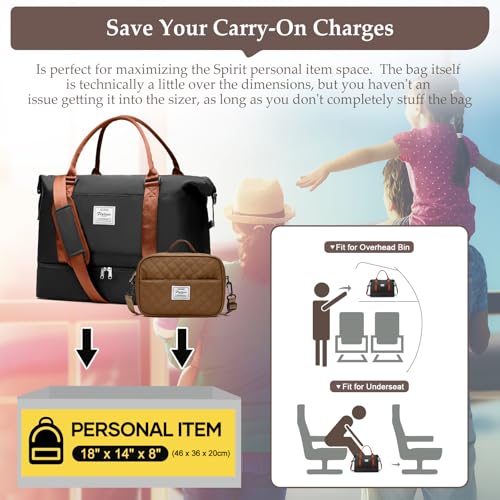 Weekender Bags for Women,Personal Item Travel Bag with Shoes Compartment - color: B-BlackBrown-3PCS-4051, size: Large