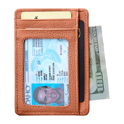KARAKORAM LEATHER Handcrafted Front Pocket Credit Card Holder with RIFD Blocking | Premium Cowhide | Artisan Made Slim Leather Wallet | Quick Access Thumb Push Slots for Cards and ID (Sandstone Tan) - color: Sandstone Tan