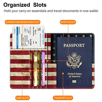 FINTIE Passport Holder, Slim Travel Wallet RFID Blocking Card Case Cover - color: US Flag