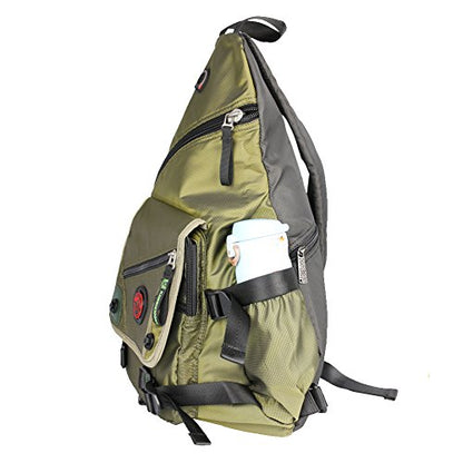 Large Sling Bag Laptop Backpack Cross Body Messenger Bag Shoulder Travel Rucksack (A-Green) - color: A-green