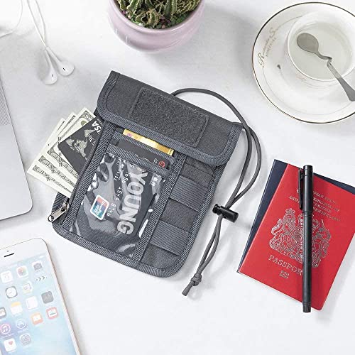 EXCELLENT ELITE SPANKER Passport Holder Nylon Neck Pouch with Lanyard - color: Grey