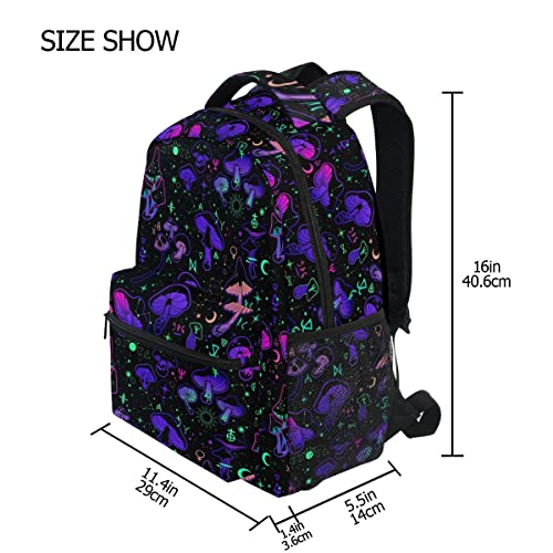 Magic Mushrooms Moon Stars Witch Boho Backpack School Bookbag Lightweight Laptop Backpack for Men Women Kids - color: Mushrooms