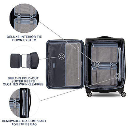 Travelpro Platinum Elite Checked Luggage Spinner, Black, 25-Inch - color: Shadow Black, size: Checked-Medium 25-Inch