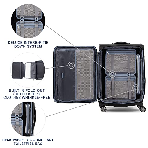 Travelpro Platinum Elite Checked Luggage Spinner, Black, 25-Inch - color: Shadow Black, size: Checked-Medium 25-Inch