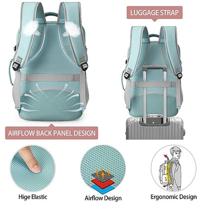 Lubardy Travel Backpack for Men Women 40L Flight Approved Carry on Backpack - color: Green(backpack With 3 Packing Cubes)