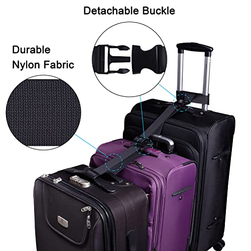 Wisdompro 2 Pack Add a Bag Luggage Strap, Luggage Connector Straps - Black - color: Black