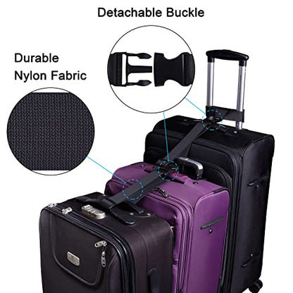 Wisdompro 2 Pack Add a Bag Luggage Strap, Luggage Connector Straps - Black - color: Black