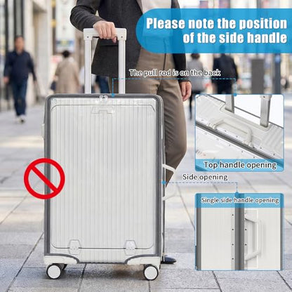 Yotako Clear Luggage Cover Protector with Front Pocket Zipper 24 Inch - color: 80%clear 20%grey, size: 24inch