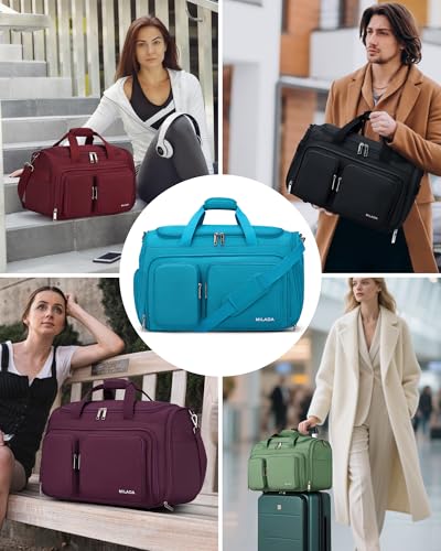 MILADA Carry On Luggage Bags for Travel Foldable Personal Item Travel Bag - color: Caribbean Blue, size: Carry On 21.5 inch