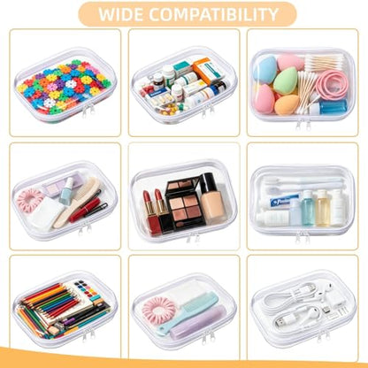 2PCS Thickened Clear Hard Shell Zipper Case, Professional-Grade Plastic Clear Zipper Pencil Case, Toiletry Pouch, Travel Organizer, Cosmetic Bag, Toy Storage Bins (2PCS-M) - color: 2PCS-M