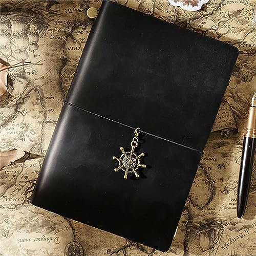Genuine Leather TN Travel Notebook Protective Cover Journal Sketchbook Planner Agenda Diary Personal Organizers Noteboo (Black Portable) - color: Black Portable