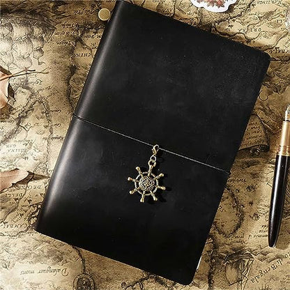 Genuine Leather TN Travel Notebook Protective Cover Journal Sketchbook Planner Agenda Diary Personal Organizers Noteboo (Black Portable) - color: Black Portable