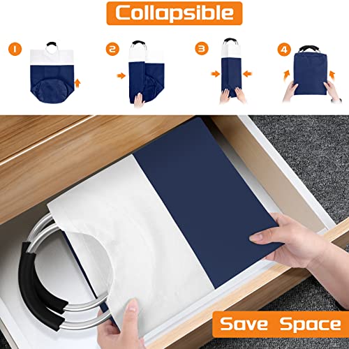 BlissTotes 75L Laundry Basket, Freestanding Collapsible Hamper, Blue - color: Blue, size: 75L