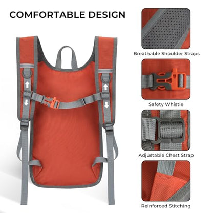 Small Hiking Backpack 13L Lightweight Foldable Travel Daypack for Men Women - color: Orange