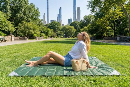 Pocket Picnic Blanket, Compact Lightweight Tarp for Camping - color: Army Green/Grey, size: 55"x60"