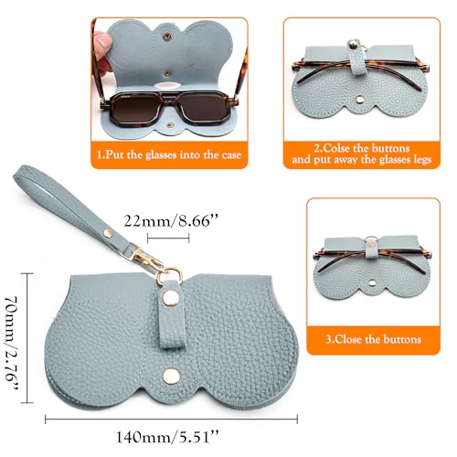 FEISEDY 2Pack Soft Leather Sunglass Bag, Portable Holder Eyeglasses Case - color: Blue+green