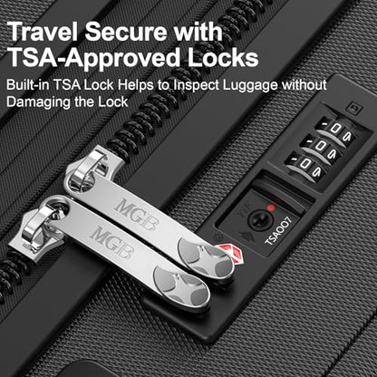 MGB 24 Inch Checked Hard Shell Suitcase, Scratch Resistant with TSA Lock - color: Black, size: 24 Inch - Checked