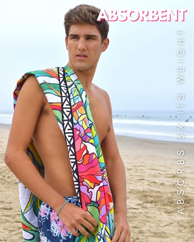 ECCOSOPHY Microfiber Beach Towel - Quick Dry, Sand Free and Oversized 71x35 - color: Honolulu