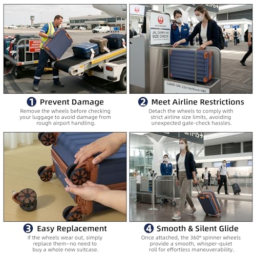 Cobens Luggage Sets 5 Piece, Suitcases with Wheels, TSA Lock, 20/24/28 Inch - color: Blue