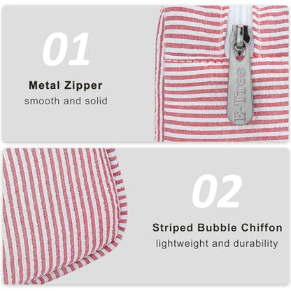 Stripe Travel Makeup Bag, Padded Cosmetic Pouch for Women, Red - color: Stripe Red