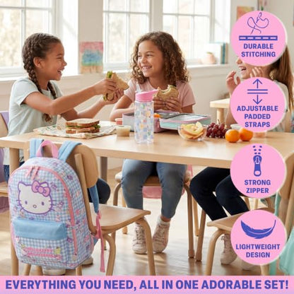 Get Trend Hello Kitty Girls Backpack & Water Bottle, Kawaii 2 Piece Set - color: Multi Hello Kitty