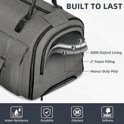 Garment Bags for Travel, 2-in-1 Convertible Rolling Duffle Bag with Wheels, Modern Carry-on Travel Bag for Suits, Foldable Suit Bag, Telescopic Handle, Hanging Hook - color: Modern Grey