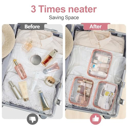 PACKISM TSA Approved Toiletry Bag - 3 Pack Leopard Print Clear Makeup Bag - color: LB- Leopard Print, size: Medium Set