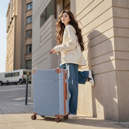 Cosbarn Luggage Sets 5 Pcs Suitcases with Wheels, 20"/24"/28",SkyBlue - color: SkyBlue, size: 5 Piece Sets (20/24/28/Db/Tb)