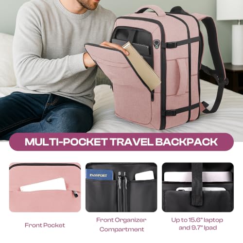 Large Travel Backpack for Women, Tsa Flight Approved Big Carry on Backpack - color: Pink, size: XX-Large