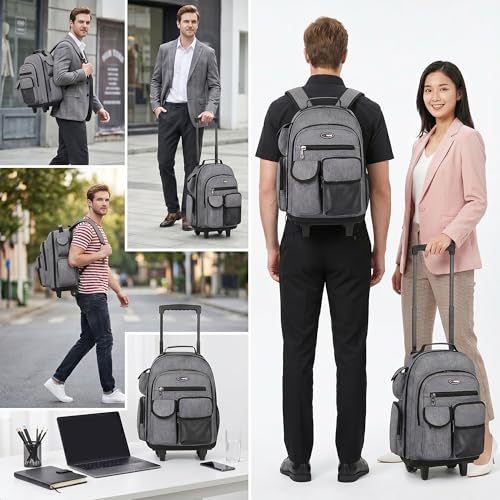 20" 2-in-1,Wheeled Travel Luggage Bag w/Telescopic Handle - color: JH-2560-Grey-20