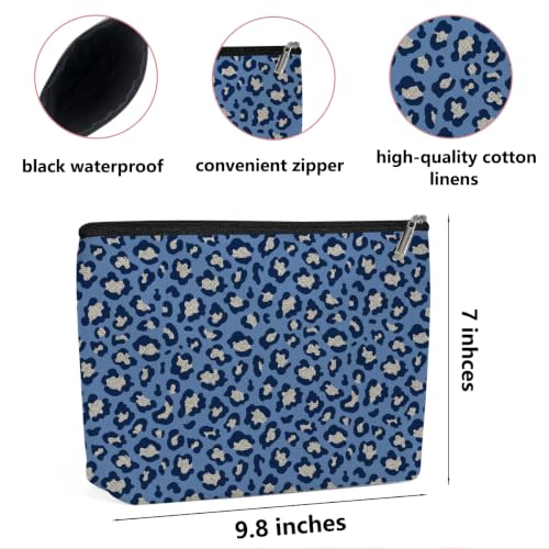 Leopard Print Makeup Bag Cosmetic Bag, Makeup Organizer for Women,Gray Blue - color: Blue Pink Leopard Print 575