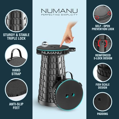 NUMANU Padded Collapsible Stool for Adults 2-Pack - size: 2x Padded Seats + Accessories