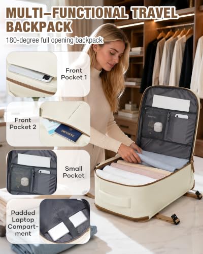 suradar Travel Backpack for Women Men Laptop Backpacks Carry On - color: A3-beige Brown