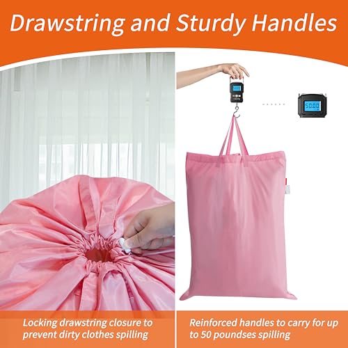 Polecasa Extra Heavy-Duty Laundry Bag with Handles, Pink, 28x36" - color: Pink, size: 28" x 36" | 1 Pack