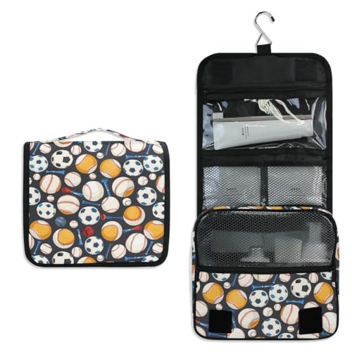 senya Hanging Travel Toiletry Bag Baseball Kit Makeup Case Cosmetics Organizer for Men Women - color: Baseball