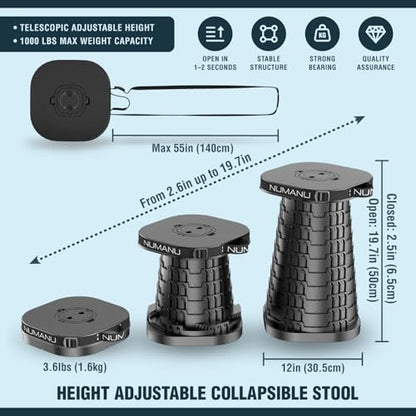 NUMANU XXL Collapsible Stool, 3-in-1 Cushion + Bag, 1000 lbs, Square - size: XXL Square (Stool & 3IN1 Carry Bag)