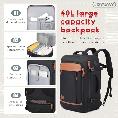 Joyway Expandable Luggage Sets 5 Piece, Lightweight Hard Shell Travel Suitcase Set with Spinner Wheels and TSA Lock - color: Black, size: 5 piece set