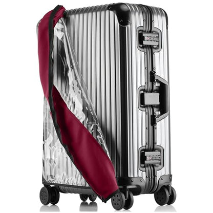 Transparent PVC Suitcase Cover, No Disassembly Required Clear Luggage Protector Suitcase Cover - color: Red, size: 34