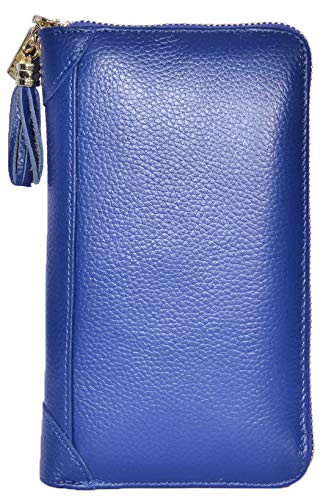 Easyoulife Credit Card Holder Wallet Womens Zipper Leather Case Purse RFID Blocking - color: Royal Blue