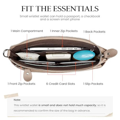 befen Genuine Leather Wristlet Clutch Wallet Purses with RFID Blocking - color: Nude