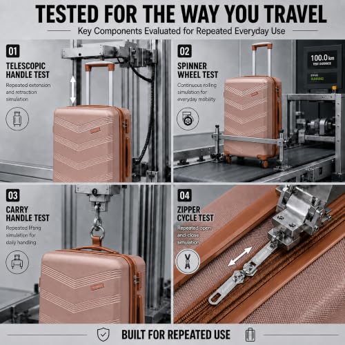 CONCEPTEN Expandable Carry on Luggage 3 Piece Suitcases with Spinner Wheels - color: Champagne Gold, size: 3 Piece