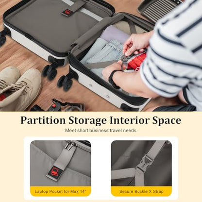 CENSIEN Expandable 16 Inch Underseat Carry On Luggage Airline Approved - color: White, size: 16 Inch Underseat EXT