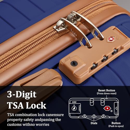 Joyway Luggage Sets 5 Piece PP Hardshell Carry on Suitcase, Travel Lightweight Carry-on with Double Spinner Wheels and TSA Lock, Blue - color: Navy Blue, size: 5 piece set