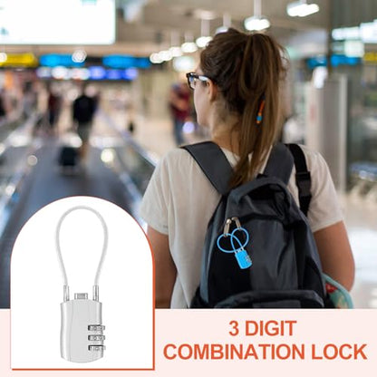 MECCANIXITY 2pcs Luggage Travel Lock 3 Digit Cable Combination Lock Silver - color: Silver, size: 5 Inch