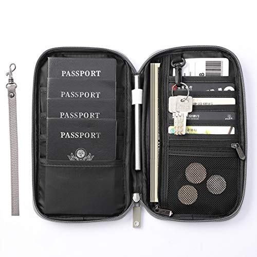 VanFn RFID Travel Passport Wallet, Family Passport Holder, Trip Document Organizer P.Travel Series (Nylon - Grey) - color: Grey