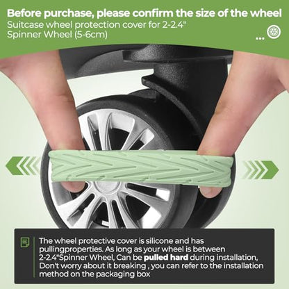 8Pcs Upgrade Luggage Wheel Covers, Travel Accessories (Green) - color: Green